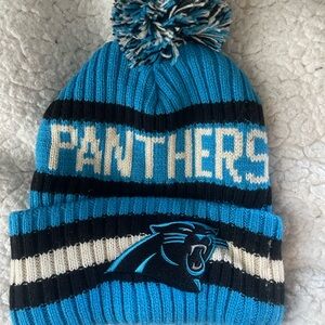 Carolina Panthers Blue and Black Pom-Pom Beanie